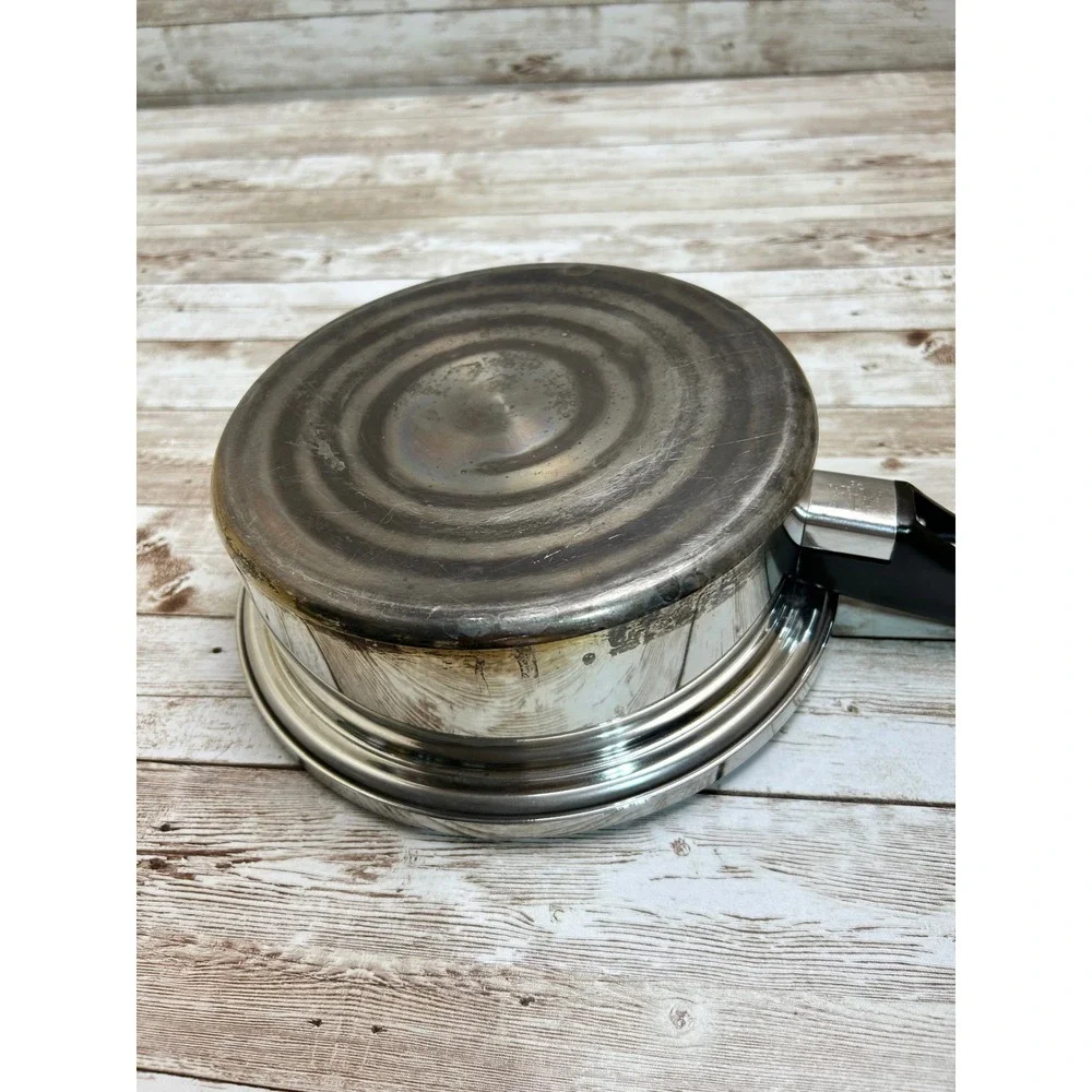 Lustre Craft Saucepan Silver Stainless Steel 2 Quart Pot USA Multi-Ply Skillet